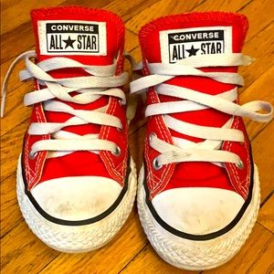 Boys size 13 red converse shoes